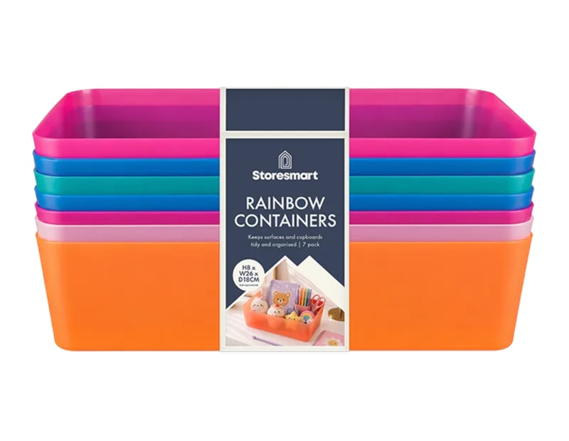 Wholesale Rainbow Container Box 25.8*17.8*7.7cm 7pk Wholesale Rainbow Container Box 25.8*17.8*7.7cm 7pk