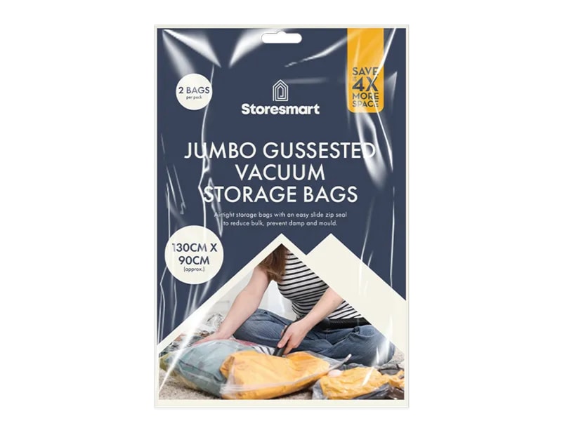 Wholesale Jumbo Gusseted Vacuum Storage Bag 2pk 90x130cm Wholesale Jumbo Gusseted Vacuum Storage Bag 2pk 90x130cm