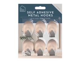 Wholesale Metal Self-Adhesive Hooks 6pk