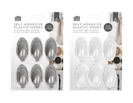 Wholesale Plastic Self-Adhesive Hooks 6pk