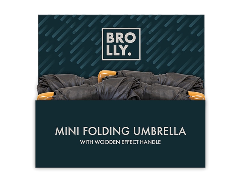 Wholesale Folding Mini Umbrella Wooden Handle CDU Wholesale Folding Mini Umbrella Wooden Handle CDU