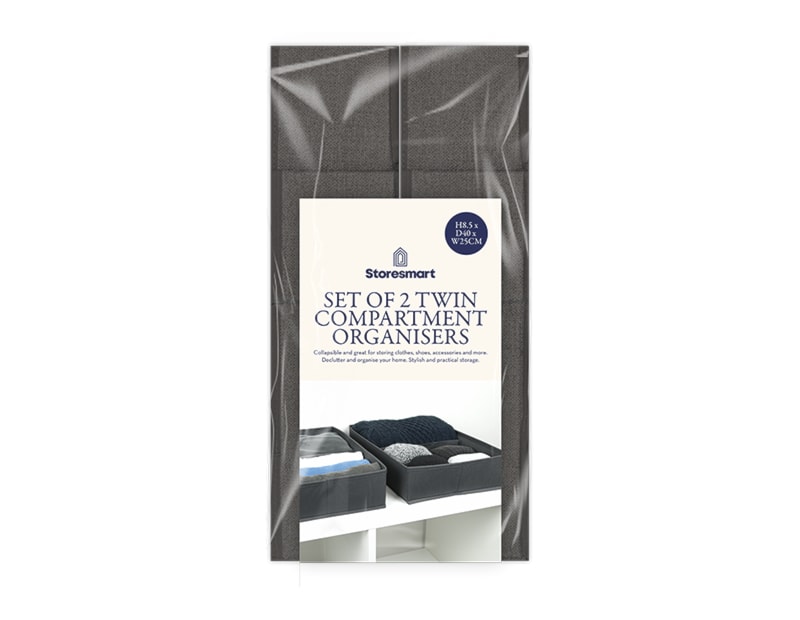 Wholesale Twin Compartment Organisers 2pk 8.5x25x40cm Wholesale Twin Compartment Organisers 2pk 8.5x25x40cm