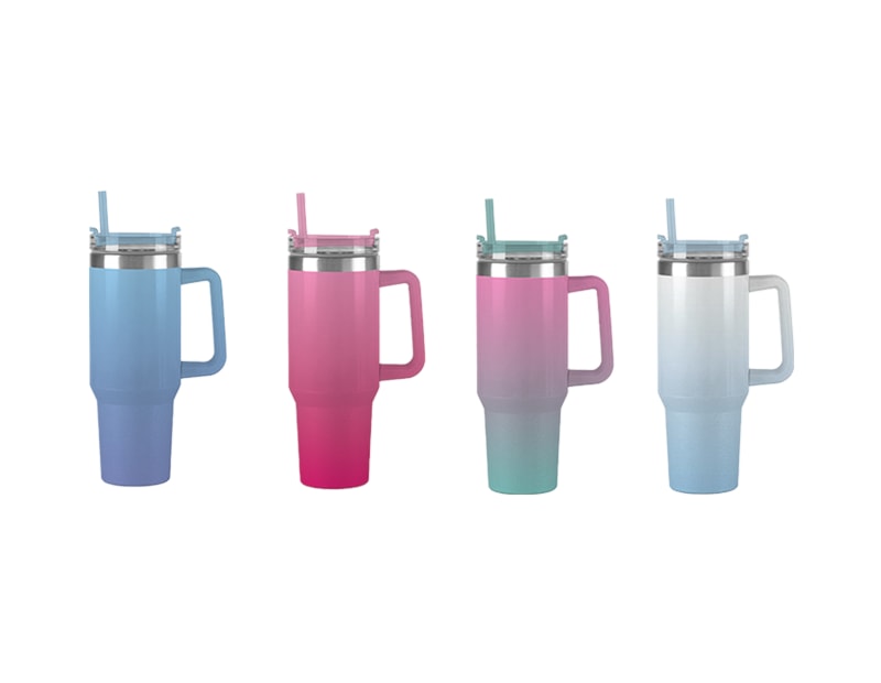 Wholesale Ombre Double Walled Shimmer Tumbler with Handle 1100ml Wholesale Ombre Double Walled Shimmer Tumbler with Handle 1100ml