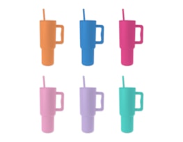 Wholesale Brights Double Walled Tumbler with Handle and Straw 1100ml