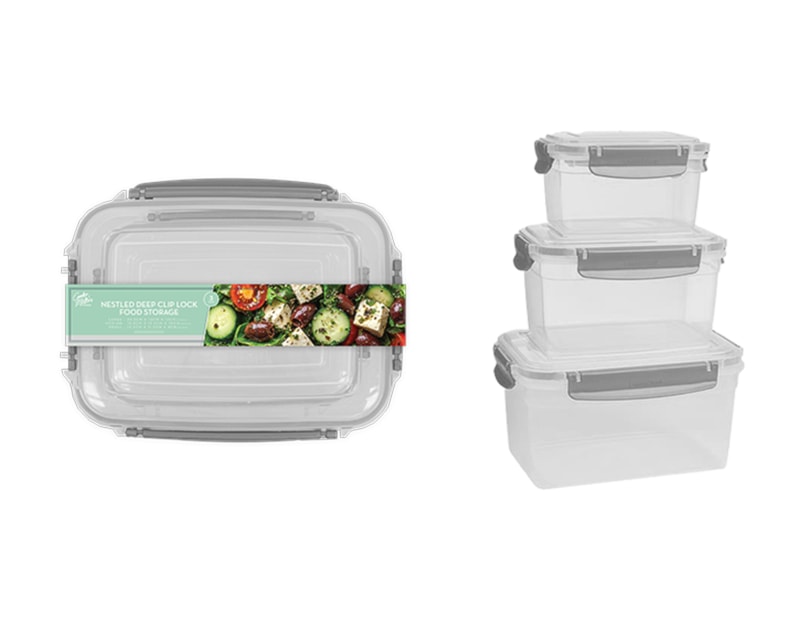 Wholesale Nestled Deep Clip Lock Food Storage - 3 PK Wholesale Nestled Deep Clip Lock Food Storage - 3 PK