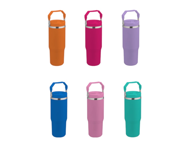 Wholesale Bright Double Walled Drinking Tumbler With Handle And Flip Straw Wholesale Bright Double Walled Drinking Tumbler With Handle And Flip Straw