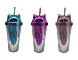 Wholesale Cat Ear Lidded Cup With Straw 450ml Wholesale Cat Ear Lidded Cup With Straw 450ml