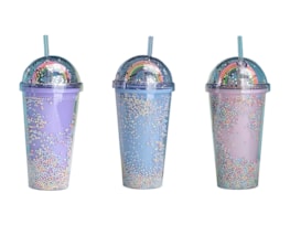 Wholesale Rainbow Dome Lid With Straw 450ml Wholesale Rainbow Dome Lid With Straw 450ml