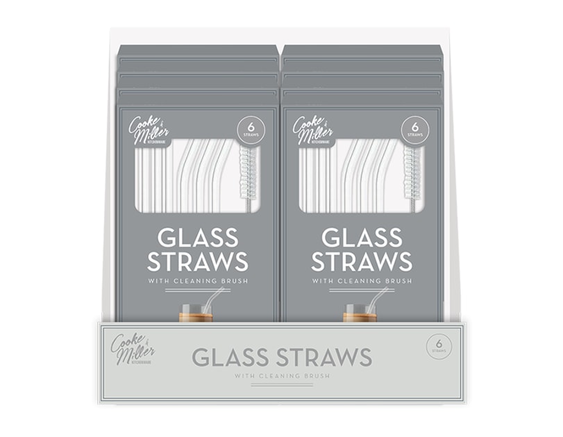 Wholesale Glass Straw Set With Brush 6pk Wholesale Glass Straw Set With Brush 6pk