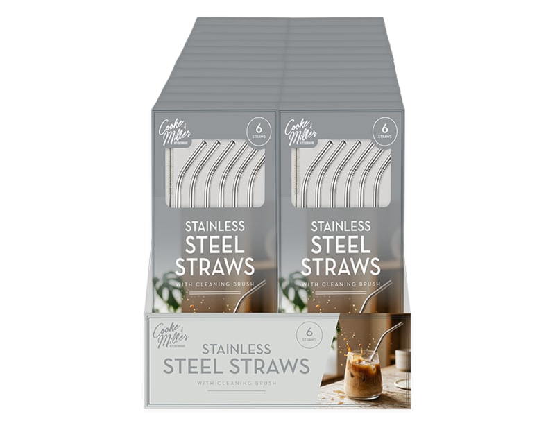 Wholesale Stainless Steel Reusable Straws 6PK - CDU Wholesale Stainless Steel Reusable Straws 6PK - CDU