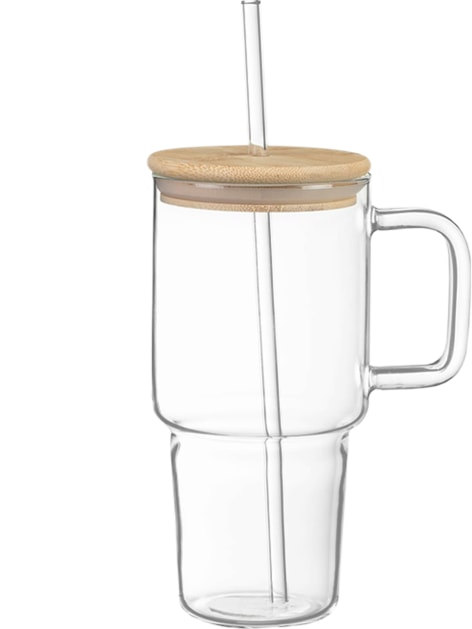 Wholesale Glass Tumbler With Straw Bamboo Lid 800ml Wholesale Glass Tumbler With Straw Bamboo Lid 800ml