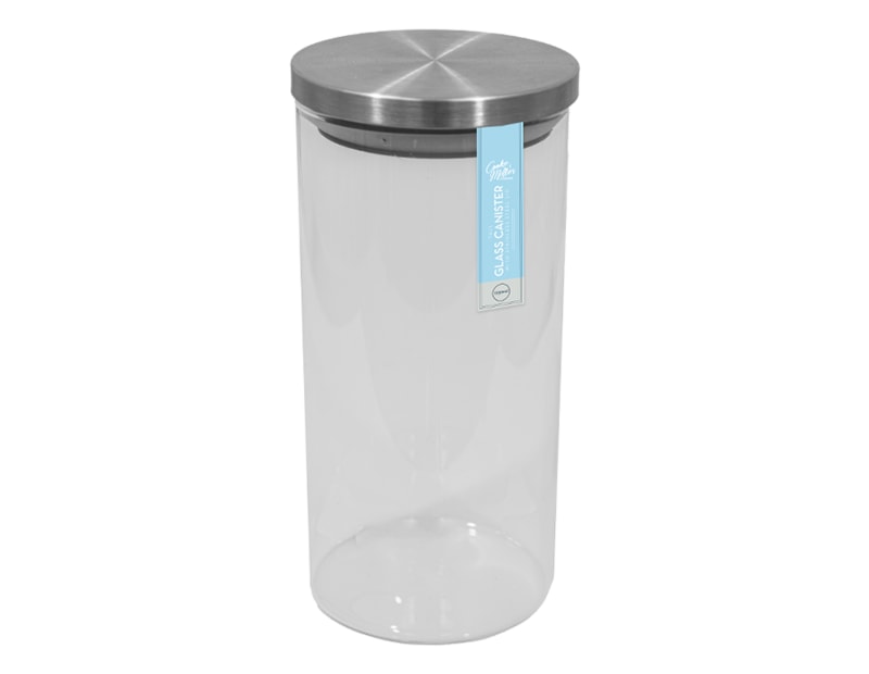 Wholesale Tall Glass Canister With Stainless Steel Lid 1250ML