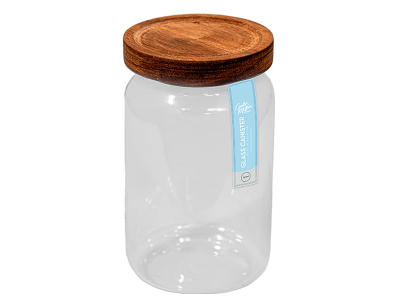 Wholesale Glass Canister With Acacia Lid 750ML Wholesale Glass Canister With Acacia Lid 750ML