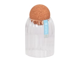 Wholesale Ribbed Glass Jar With Cork Lid 500ML