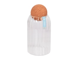 Wholesale Ribbed Glass Jar With Cork Lid 760ML