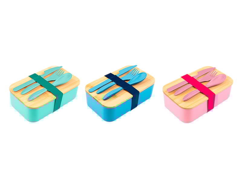 Wholesale Lunch Box with Bamboo Lid & Cutlery Set Wholesale Lunch Box with Bamboo Lid & Cutlery Set