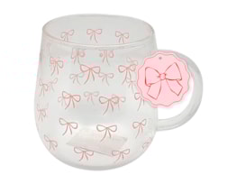 Wholesale Glass Mug With Bow Print 420ml