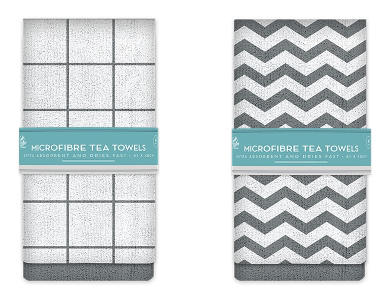Wholesale Microfibre Tea Towels 4pk
