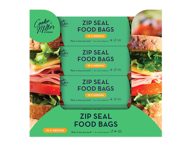 Wholesale Slide Zip Food Bags 15pk CDU Wholesale Slide Zip Food Bags 15pk CDU