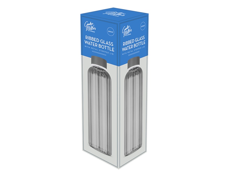 Wholesale Black Ribbed Glass Water Bottle 500ml Wholesale Black Ribbed Glass Water Bottle 500ml