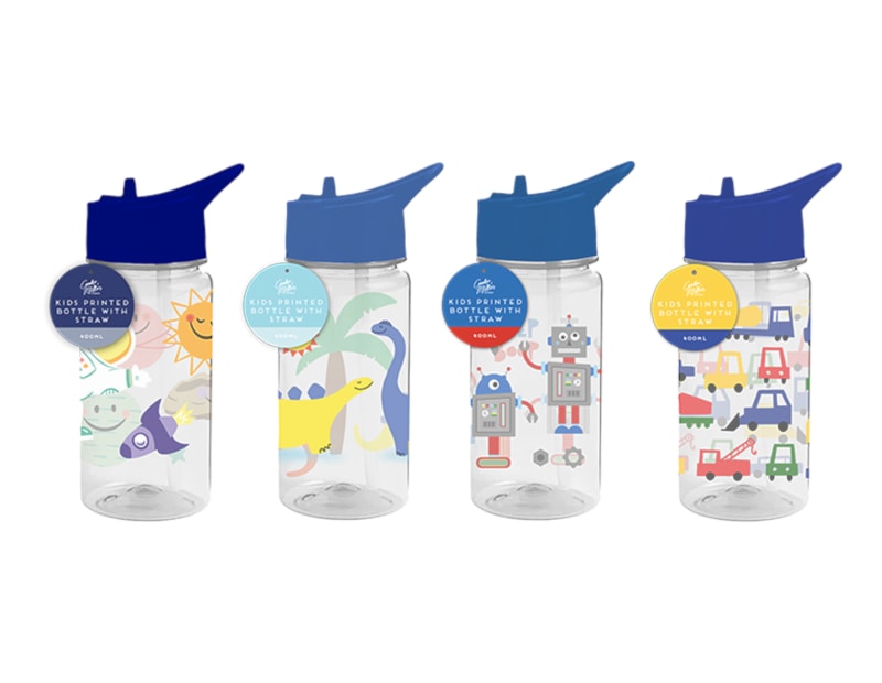 Wholesale Boys Printed Bottle With Straw 400ml Wholesale Boys Printed Bottle With Straw 400ml