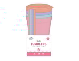 Wholesale Girls Tumblers with Straws and Lids 4pk Wholesale Girls Tumblers with Straws and Lids 4pk