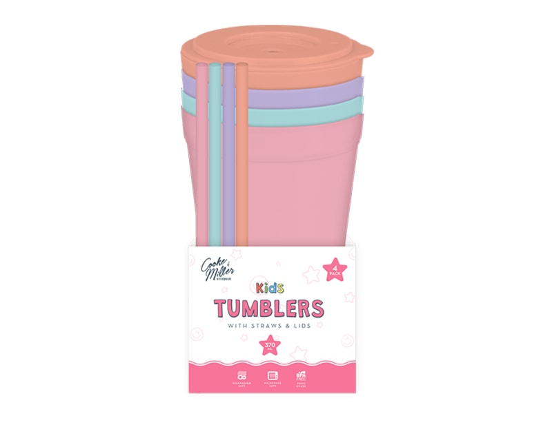 Wholesale Girls Tumblers with Straws and Lids 4pk Wholesale Girls Tumblers with Straws and Lids 4pk