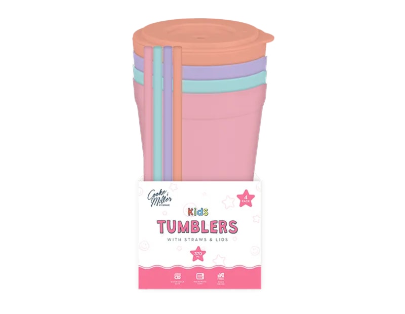Wholesale Girls Tumblers with Straws and Lids 4pk Wholesale Girls Tumblers with Straws and Lids 4pk