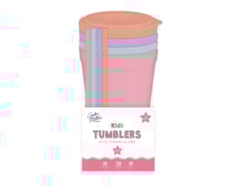 Wholesale Girls Tumblers with Straws and Lids 4pk
