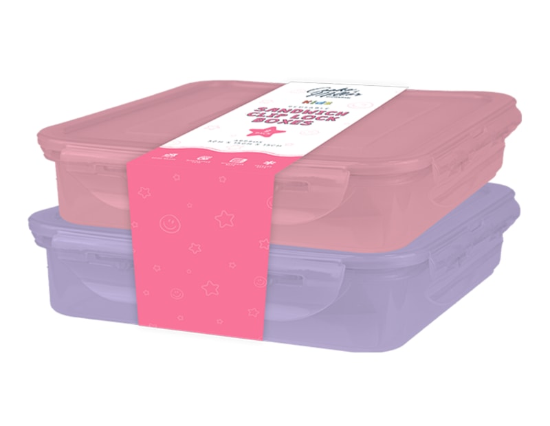 Wholesale Girls Sandwich Clip Lock Boxes 2pk Wholesale Girls Sandwich Clip Lock Boxes 2pk