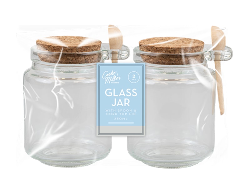 Wholesale Cork Top Storage Jars with Spoon 2pk Wholesale Cork Top Storage Jars with Spoon 2pk