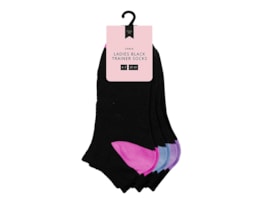 Ladies Black Trainer Socks 3 Pairs Ladies Black Trainer Socks 3 Pairs