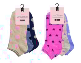 Wholesale Ladies Printed Trainer Socks 3 Pairs Wholesale Ladies Printed Trainer Socks 3 Pairs