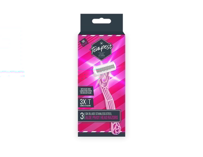 Wholesale Ladies Six Blade Aloe Pivot Head Razor 3pk Wholesale Ladies Six Blade Aloe Pivot Head Razor 3pk