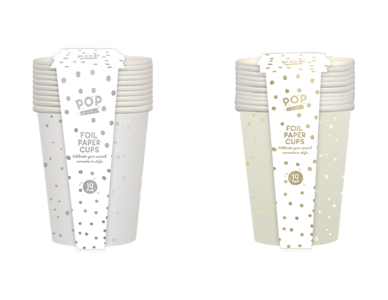 Wholesale Metallic Foil Print Paper Cups 10pk Wholesale Metallic Foil Print Paper Cups 10pk