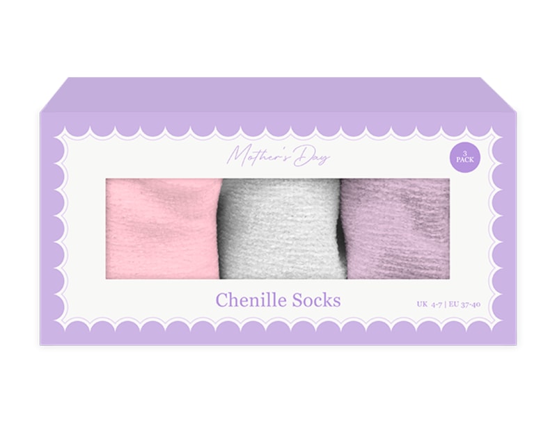 Wholesale Mother's Day Soft Chenille Socks 3pk Wholesale Mother's Day Soft Chenille Socks 3pk