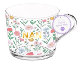 Wholesale Mother's Day Nan's Floral Glass Mug 350ml