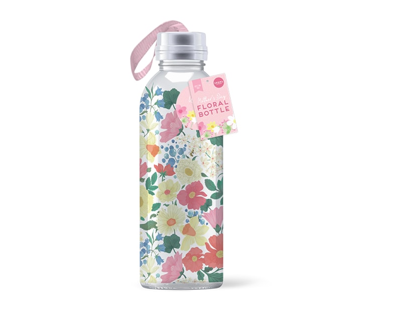 Wholesale Mothers Day Glass Floral Drinking Bottle 580ml Wholesale Mothers Day Glass Floral Drinking Bottle 580ml