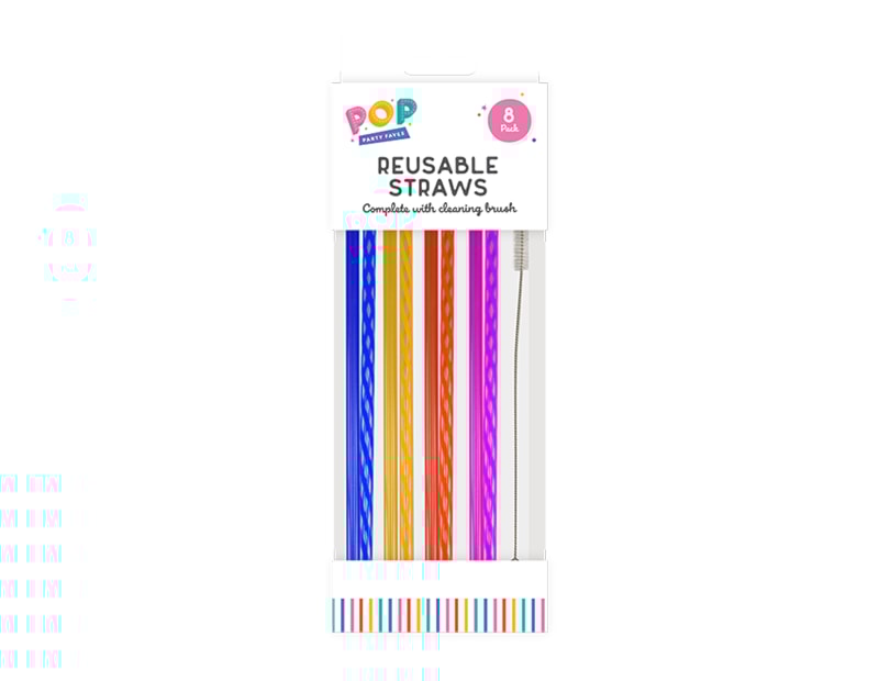 Wholesale Multicolour Reusable Straws 8pk Wholesale Multicolour Reusable Straws 8pk