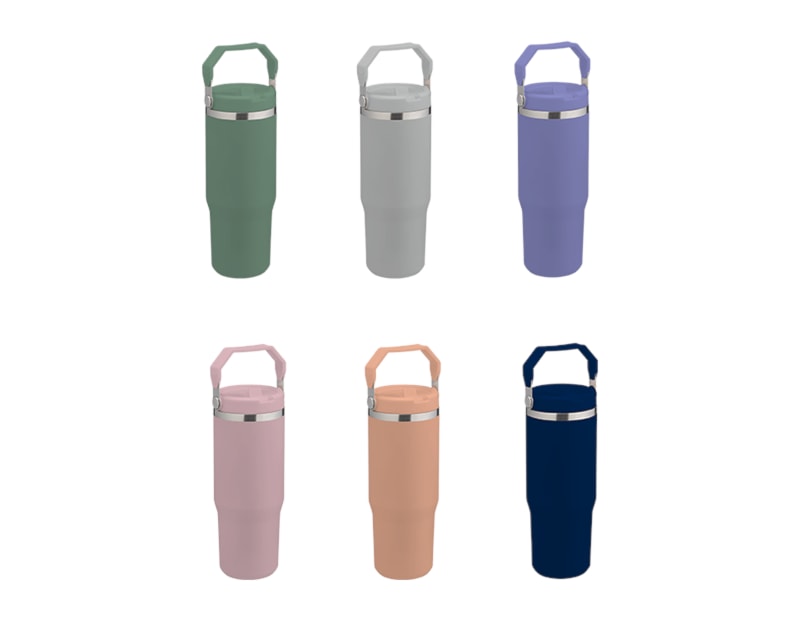 Wholesale Neutral Double Walled Drinking Tumbler With Handle And Flip Straw Wholesale Neutral Double Walled Drinking Tumbler With Handle And Flip Straw