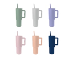 Wholesale Neutrals Double Walled Tumbler with Handle and Straw 1100ml Wholesale Neutrals Double Walled Tumbler with Handle and Straw 1100ml