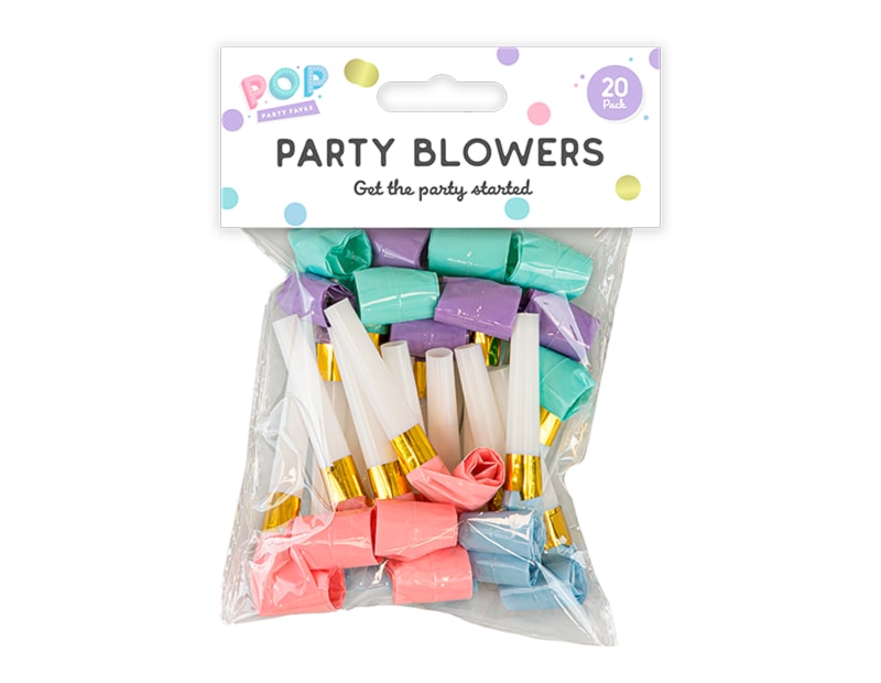 Wholesale Pastel Party Blowers - 20pk
