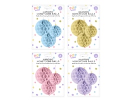 Wholesale Pastel Honeycomb Hanging Decoration 3pk Wholesale Pastel Honeycomb Hanging Decoration 3pk