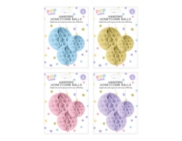 Wholesale Pastel Honeycomb Hanging Decoration 3pk Wholesale Pastel Honeycomb Hanging Decoration 3pk