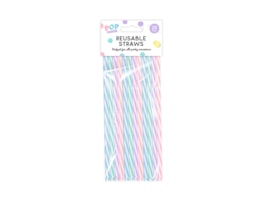 Wholesale Pastel Reusable Straws 20pk Wholesale Pastel Reusable Straws 20pk