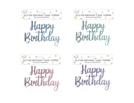 Wholesale Pastel Glitter Happy Birthday Cake Topper