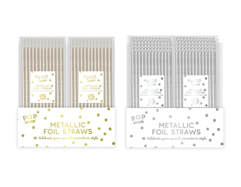 Wholesale Metallic Foil Straws 25pk CDU Wholesale Metallic Foil Straws 25pk CDU