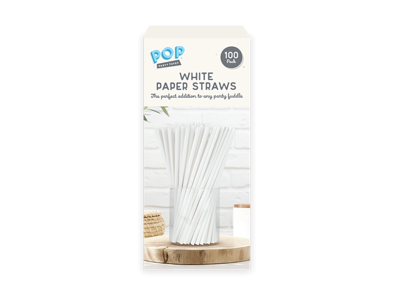 Wholesale White Paper Straws 100pk Wholesale White Paper Straws 100pk