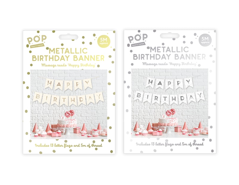 Wholesale Metallic Foiled Card Happy Birthday Banner 5M Wholesale Metallic Foiled Card Happy Birthday Banner 5M