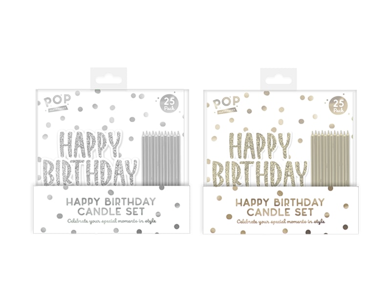 Wholesale Metallic Happy Birthday Candle Set Wholesale Metallic Happy Birthday Candle Set